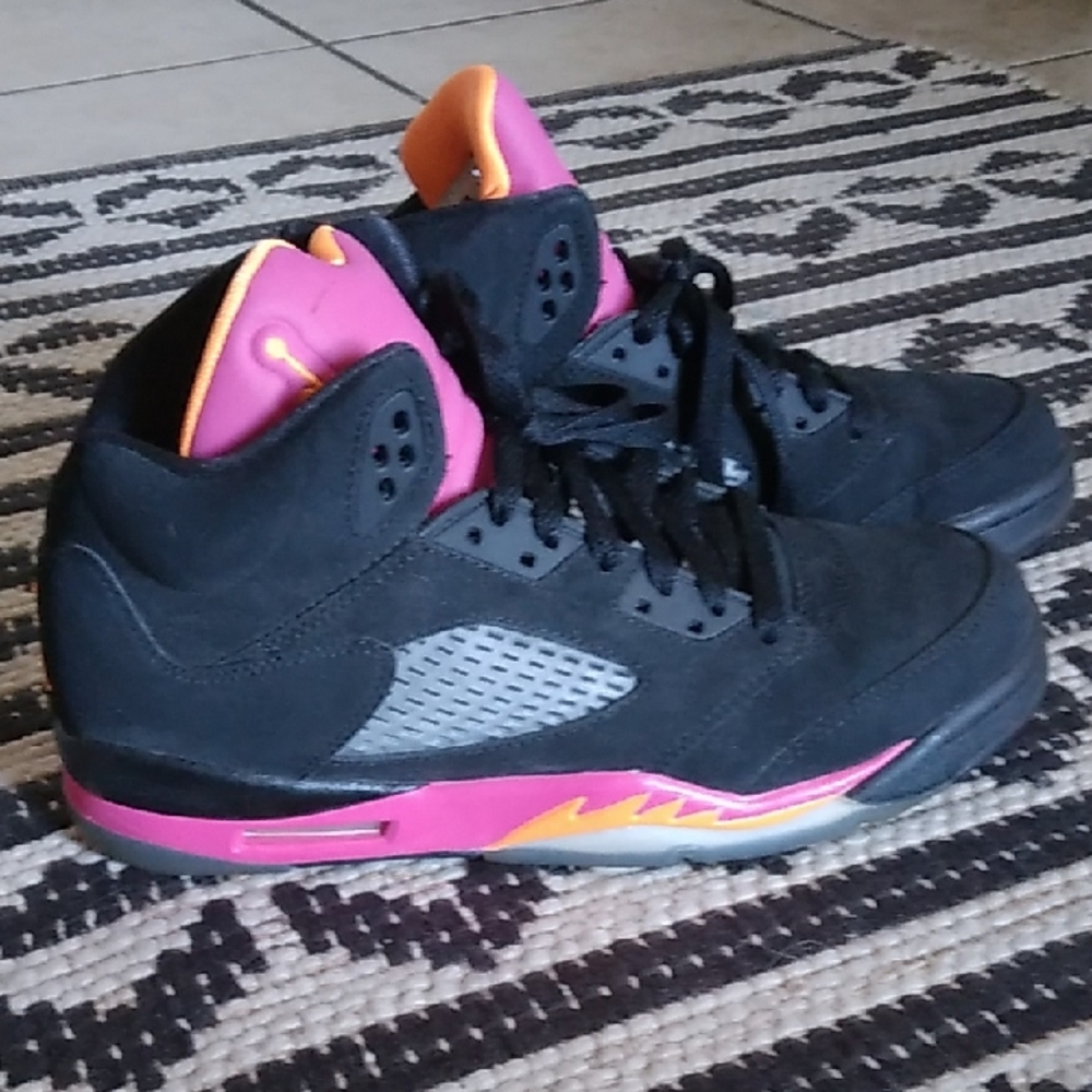 Jordan Black Sneakers with Pink and Orange Highlights